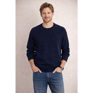 Quince Pullover Sweater Men’s M 100% Organic Cotton Crewneck Navy Long Sleeves